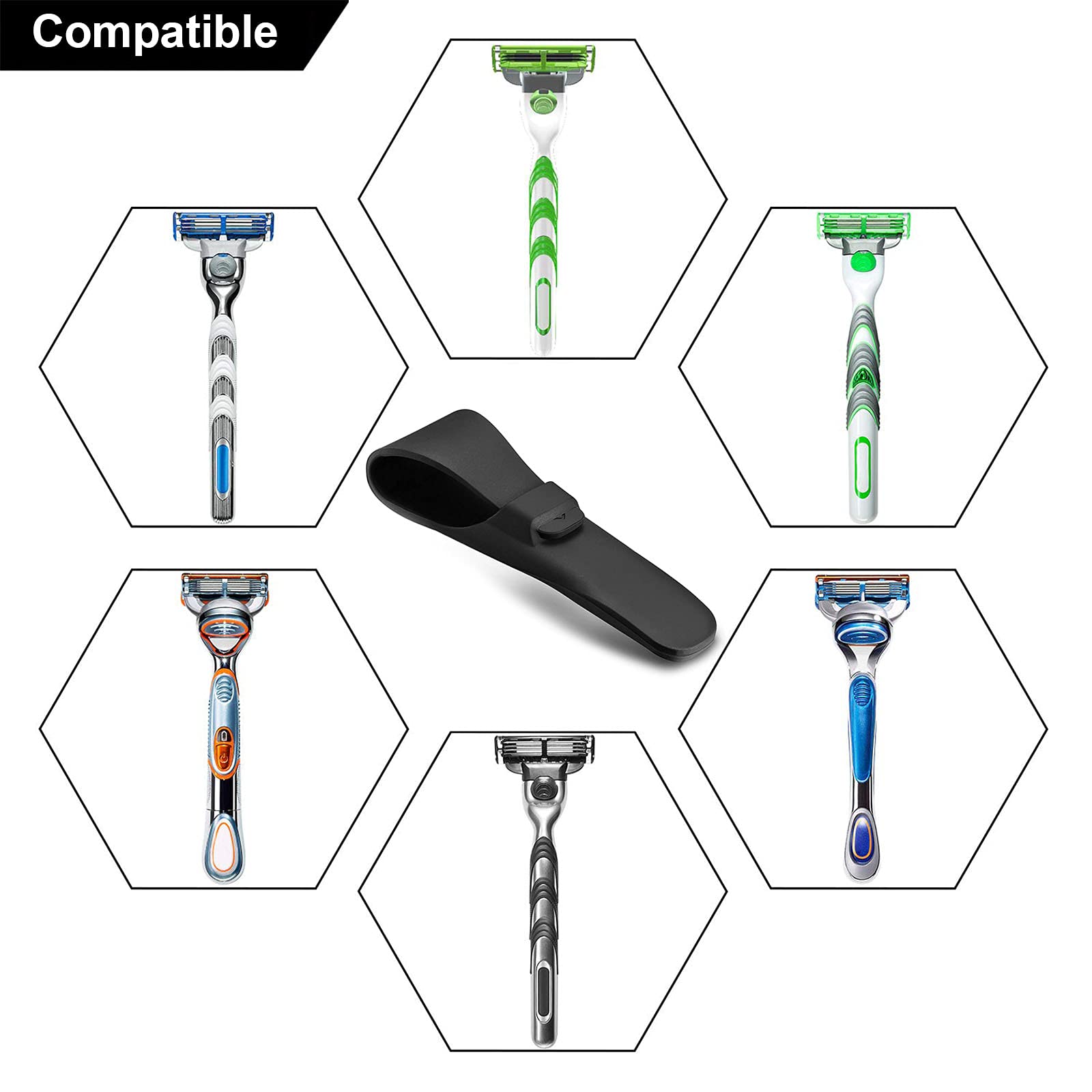 LinMei 2 Pack Silicone Razor Travel Case, Blue+Black, Compatible with Gillette, Parker, Merkur Razor