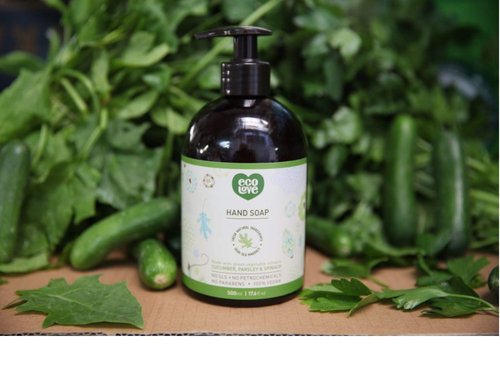 ecoLove - Natural and Organic Liquid Hand Soap - Organic Cucumber, Spinach & Parsley - No SLS or Parabens - Vegan and Cruelty-Free Hand Soap, 17.6 oz