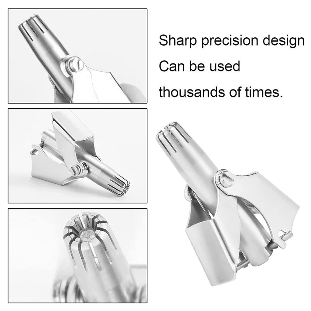XSZCSDVCS Portable Ear and Nose Hair Trimmer Universal for Men and Women，Stainless Steel Manual，Battery-Free, Washable，Nose Vibrissa Razor Shave Clipper, Silver
