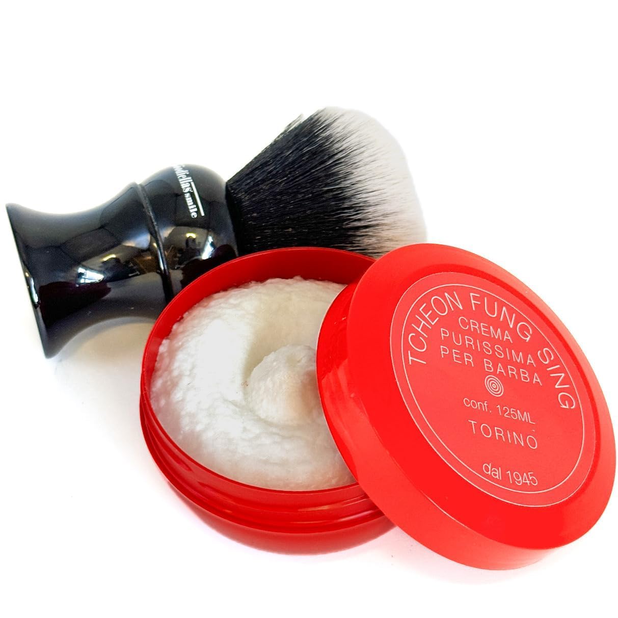 TFS Ciotola Rossa Semi‑Soft Shaving Soap – Classic Almond Scent – 125 ml / 4.2 oz – Rich Vegetable‑Based Lather – Reusable Tub – Crafted in Torino, Italy (Since 1945)