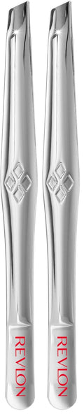 Revlon Multipurpose Hair Removal Tweezer, High Precision Slant Tip Tweezers for Men, Women & Kids, Stainless Steel (Pack of 2)