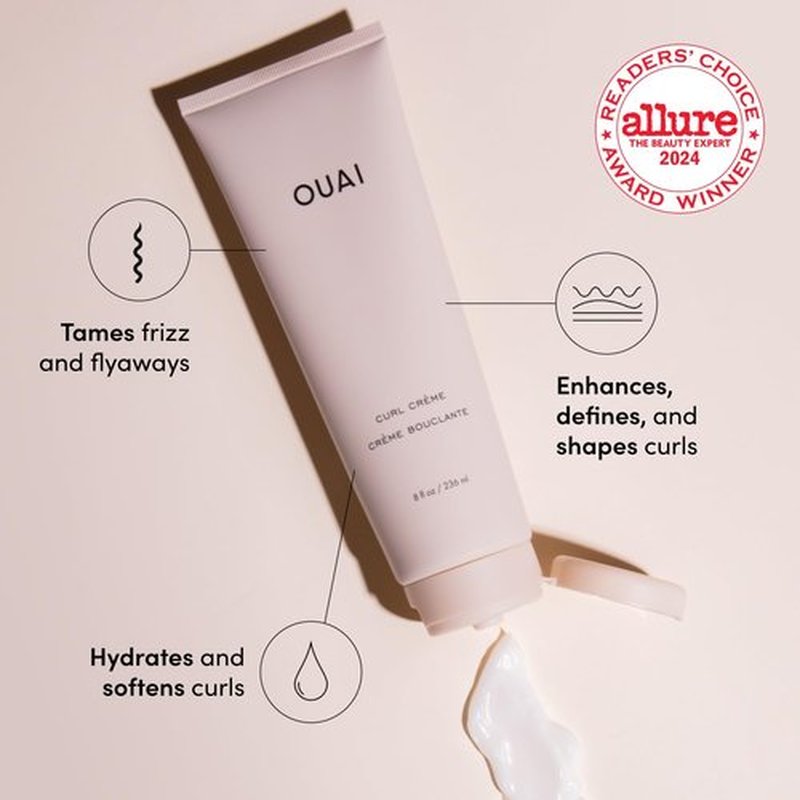 OUAI Curl Cream - Travel Size Curl Defining Cream with Chia & Linseed Oil - Hydrates & Tames Frizz (2.5 oz)