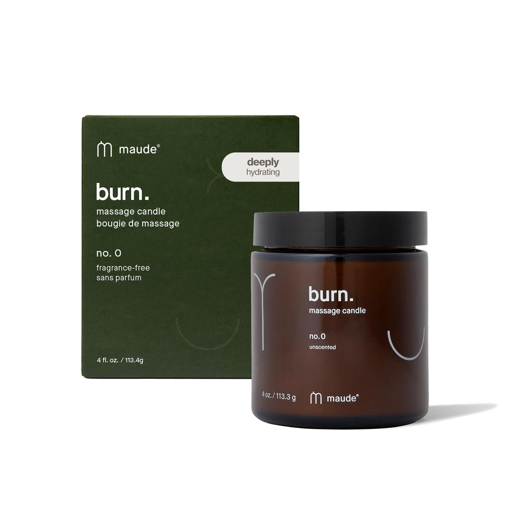 Maude Burn, Green Room (No. 3) - Hydrating + Skin-Softening Soybean + Jojoba Oil Massage Candle - Soothing Massage Oil Candle with Notes of Eucalyptus + Sandalwood - Relaxing Self Care Gifts (4 oz)