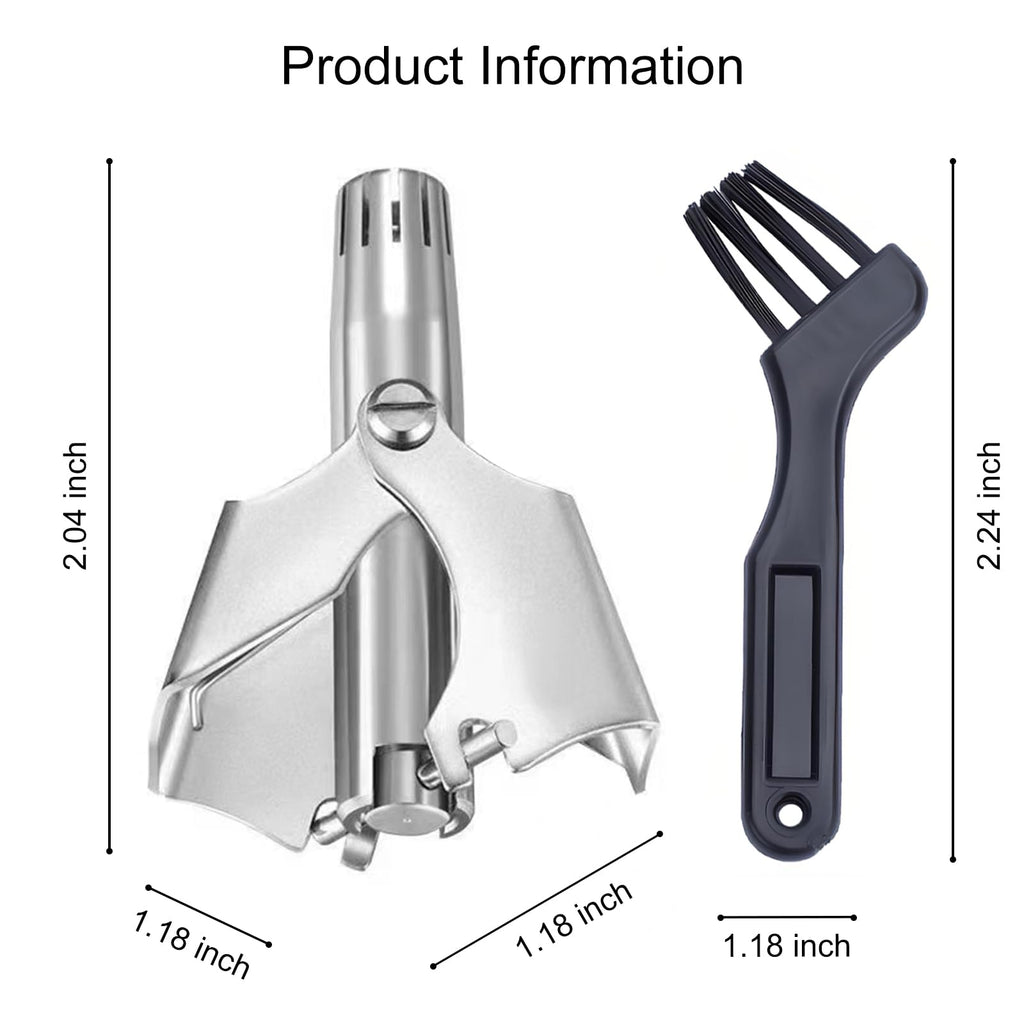 Jaasuee Manual Nose Hair Trimmer for Men & Women, Stainless Steel, Waterproof, No Battery Needed with Cleaning Brush Trimmer for Ear,Moustache and Whiskers Hair, Metal