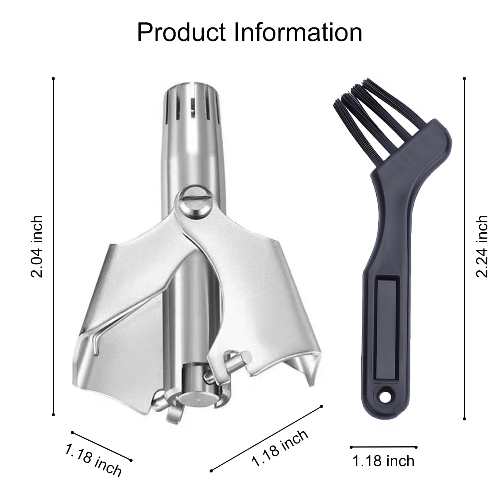 Jaasuee Manual Nose Hair Trimmer for Men & Women, Stainless Steel, Waterproof, No Battery Needed with Cleaning Brush Trimmer for Ear,Moustache and Whiskers Hair, Metal