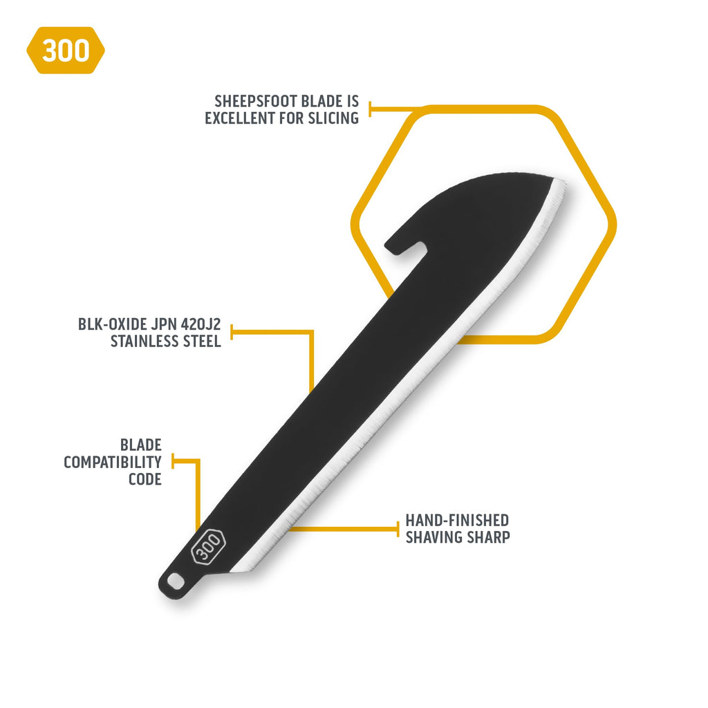 OUTDOOR EDGE 3" Replacable Black Sheepsfoot Blade - 6 Pack of Black EDC Sheepsfoot Blades