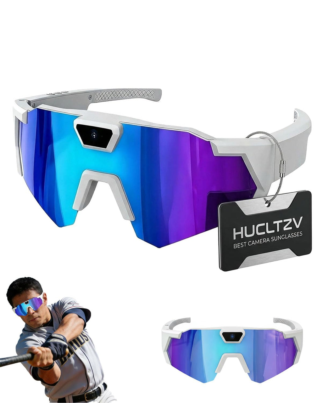 HUCLTZV POV Glasses 4K Baseball Sunglasses Camera Smart Men Women Video Action 2026 Upgrade Eyeglasses Running Style Meets Function Sports Cycling Hiking HD (Blue)