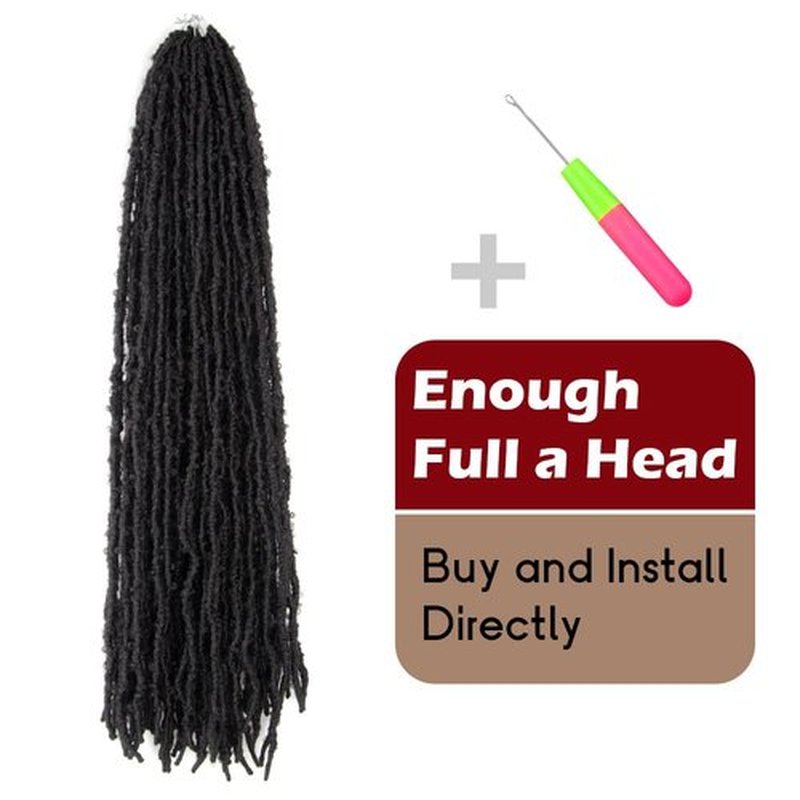 BOHOBABE 24 Inch Light Weight Butterfly Locs Crochet Hair 8 Packs Long Black Distressed Butterfly Faux Locs Toupees Hair, 1B