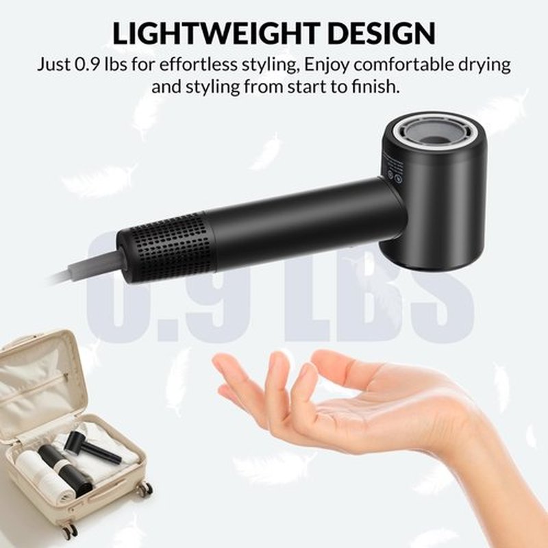 Hair Dryer, 160000 RPM High-Speed Blow Dryer with Diffuser & Nozzle, 500M Ionic Hair Dryers for Women, Professional Hairdryer for Fast Drying, Quiet Portable Travel Hair Dryer, Home & Salon Use