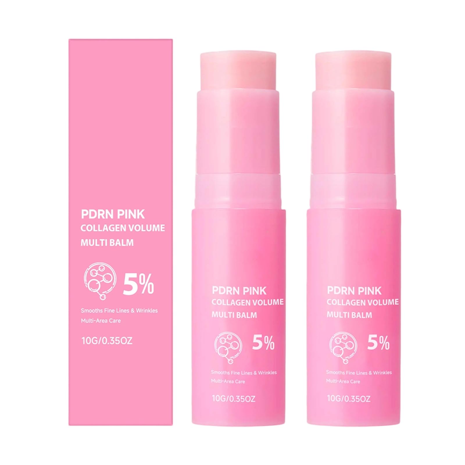 VOKOZK Gloura PDRN Pink Collagen Volume Multi Balm, PDRN Collagen Volufiline Stick, Volumizing Hydrating Firming Smooth, Gentle Enough for Face Eyes, Lips, Neck & More (2PC)