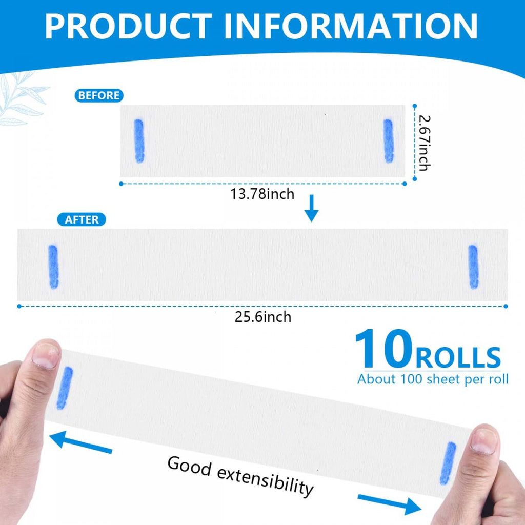 SenseYo 10 Rolls Barber Neck Paper Strips Band Disposable Haircutting Stretchy Barber Neck Tissue Wrap for Salon Haircut Spa Massage