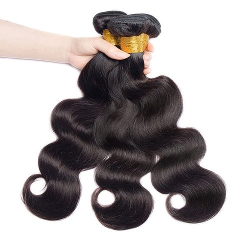 Human Hair Bundles #1B Body Wave Bundles 16 18 20 Inch Brazilian Virgin Hair Natural Black Body Wave 3 Bundle Hair Extensions 50 Gram Per Bundle