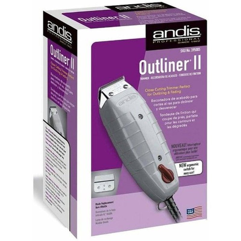 Andis 04603 Professional Outliner II Beard Trimmer - Zero Gapped Carbon Steel Blade - Grey, 1 Pack