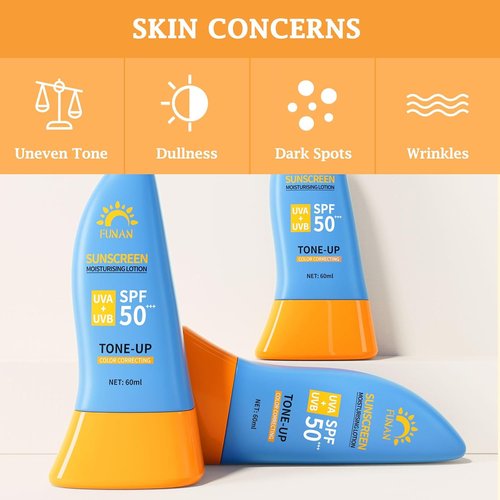 FUNAN Face Sunscreen SPF 50+ | Waterfull Tone-Up Serum | Oil-Free & Oxybenzone-Free | 2.1 Fl Oz
