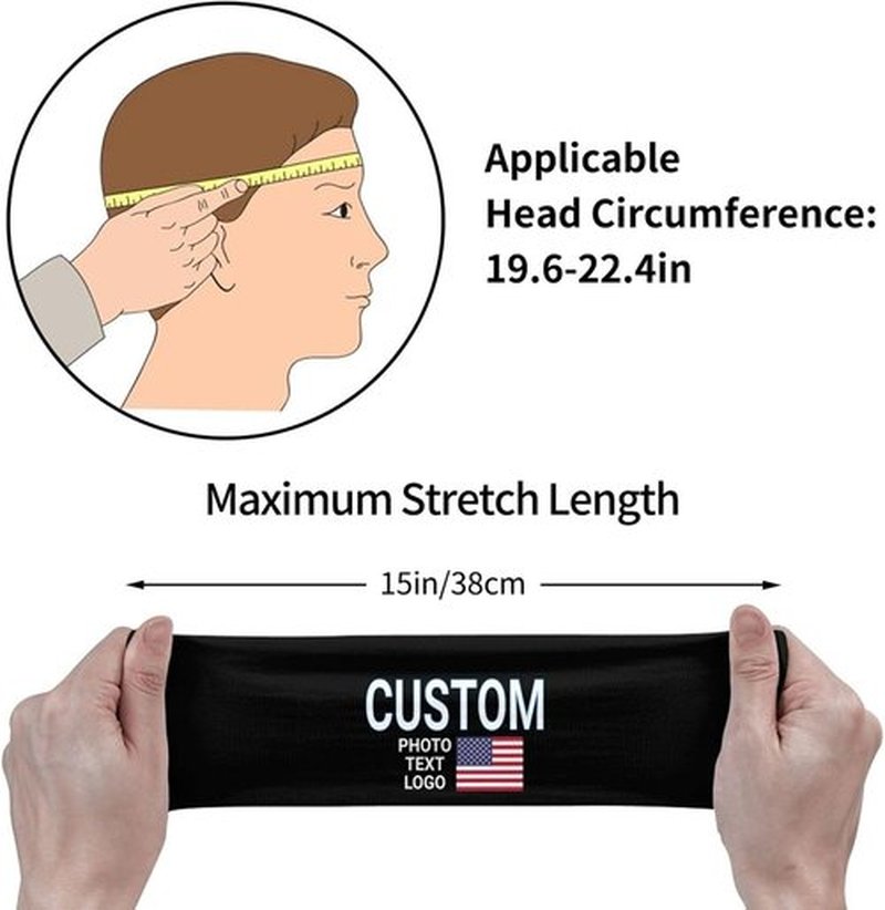 Skiennix Custom Sports Headband - Moisture-Wicking, Breathable Sweatband | Personalized Photo/Logo/Text