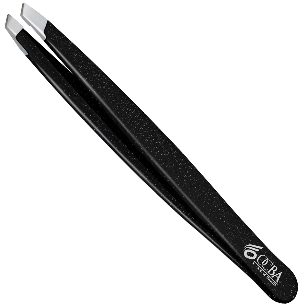 OCBA 1 Pcs Tweezers for Facial Hair Women & Men for Precise Grooming of Eyebrows - Professional Stainless Steel Black Color Coated Eyebrow Tweezers for Ingrown Hair on Nose Ear (1 Pack Black)