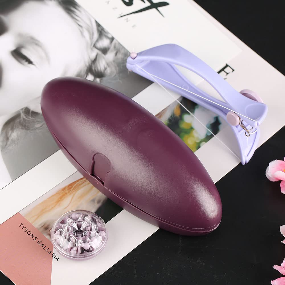 Facial Hair Removing Tool, Facial Hair Epilator Ideal Gifts Facial Hair Threading Removal Comfortable Purple Portable Facial Hair Remover with 10 Cotton Lines for Women(Glasses boxed)