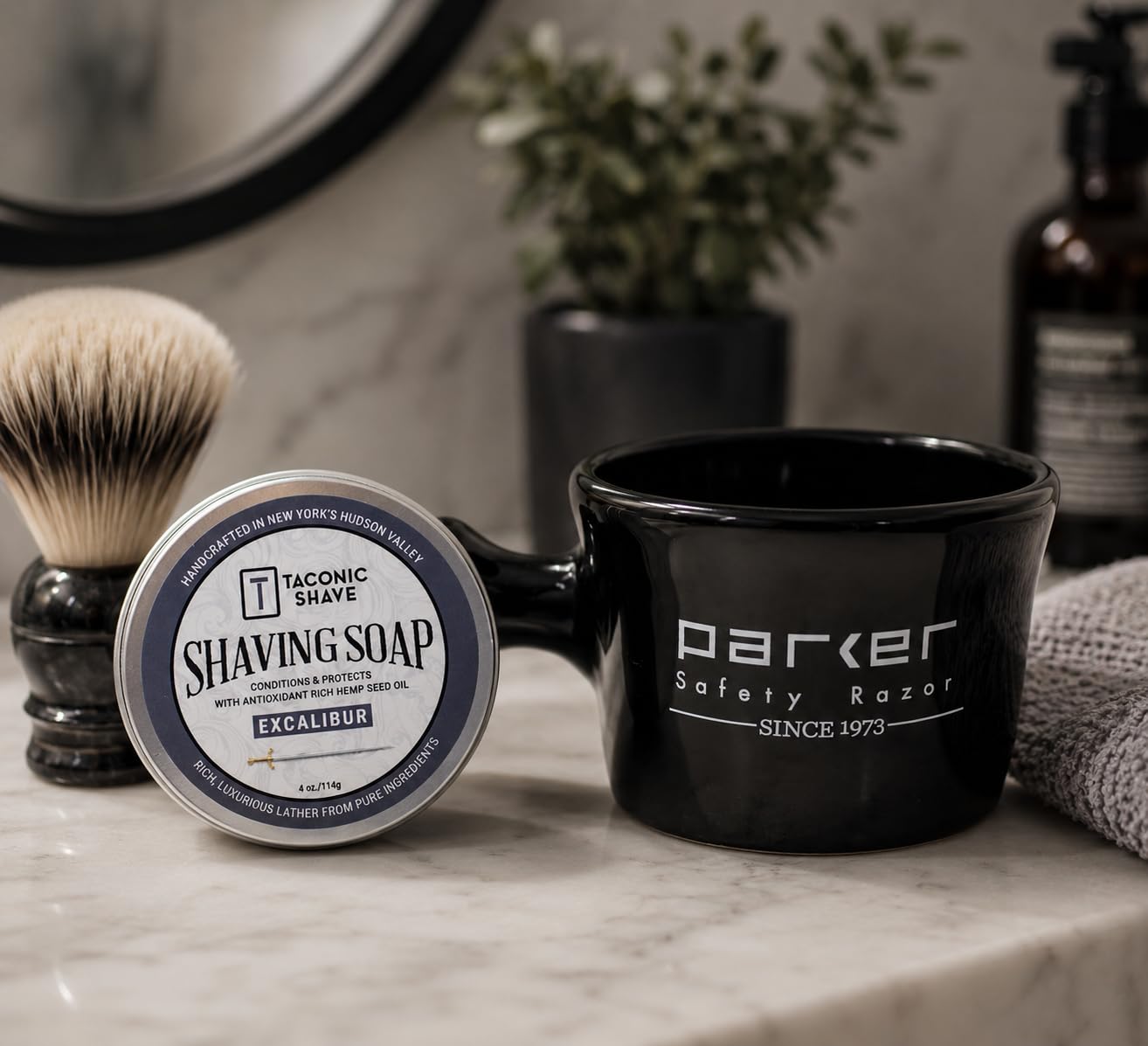 Taconic Shave Excalibur Scent Shaving Soap – Clean Masculine Cologne Aroma – Barbershop Quality Lather Puck with Natural Oils – Smooth Glide – Handmade in USA
