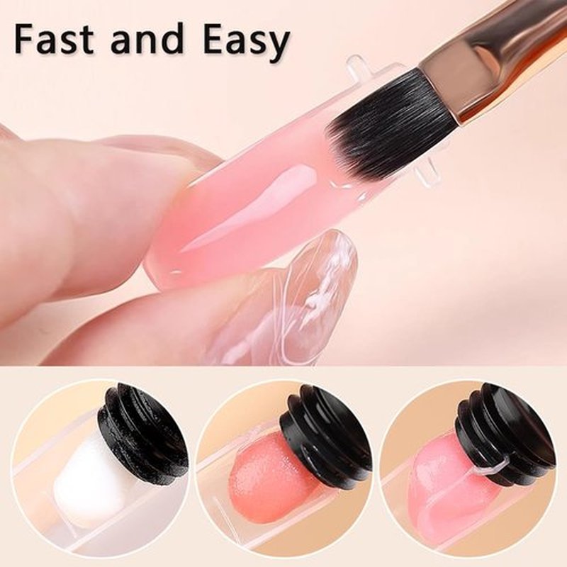 SUTOKAKA Poly Gel Nail Kit, 3 Colors White Nude Pink with Slip Solution Dual Nail Forms Dual-Ended Brush, Builder Gel Enhancement Starter Kit for Manicure DIY Salon Home Use