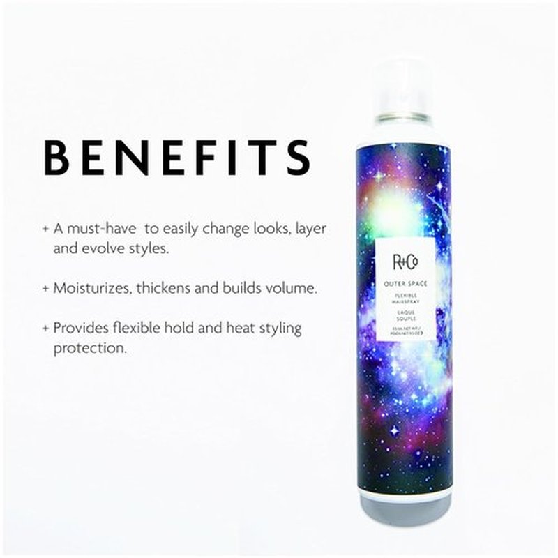 R+Co OUTER SPACE Flexible Hairspray - Light Hold, Long-Lasting Shine & Flexibility for All Hair Types