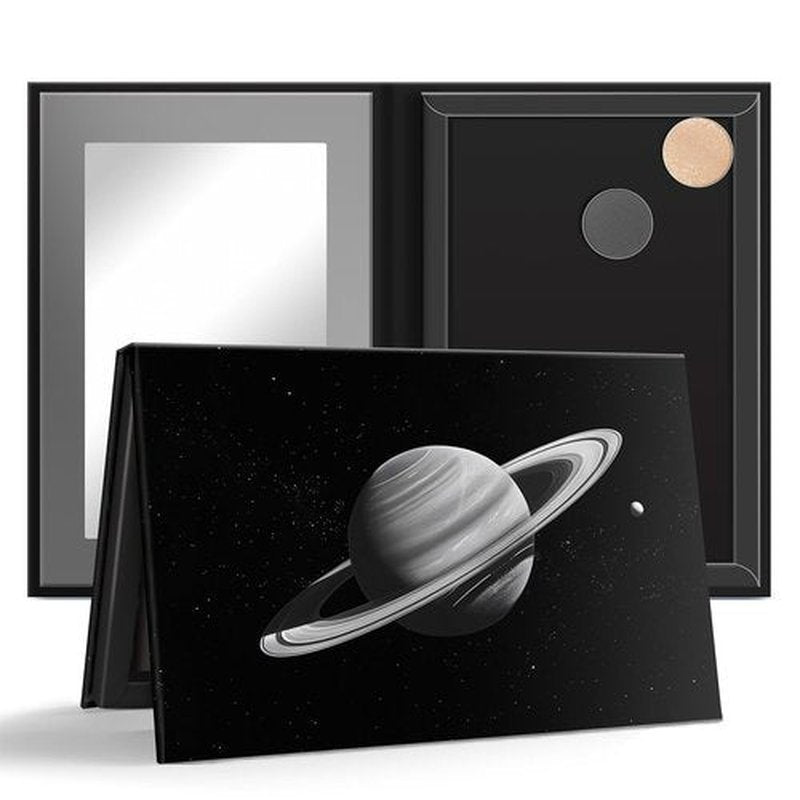 Empty Magnetic Eyeshadow Palette, Makeup Pans Organizer With Mirror Inside, 3D Frosted Finish Art Paper Palette (Cosmic Mystery)