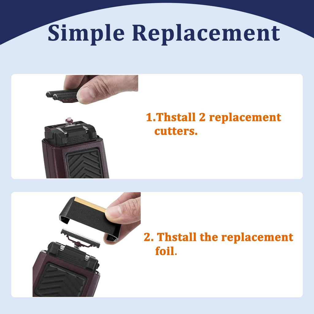4-Pack Professional Replacement Foil & Cutter Bar Compatible with Wahl Shaver – for 7031-100 & 7043-100 Models, Super Close Shave, Black (5 Star Series Finale)