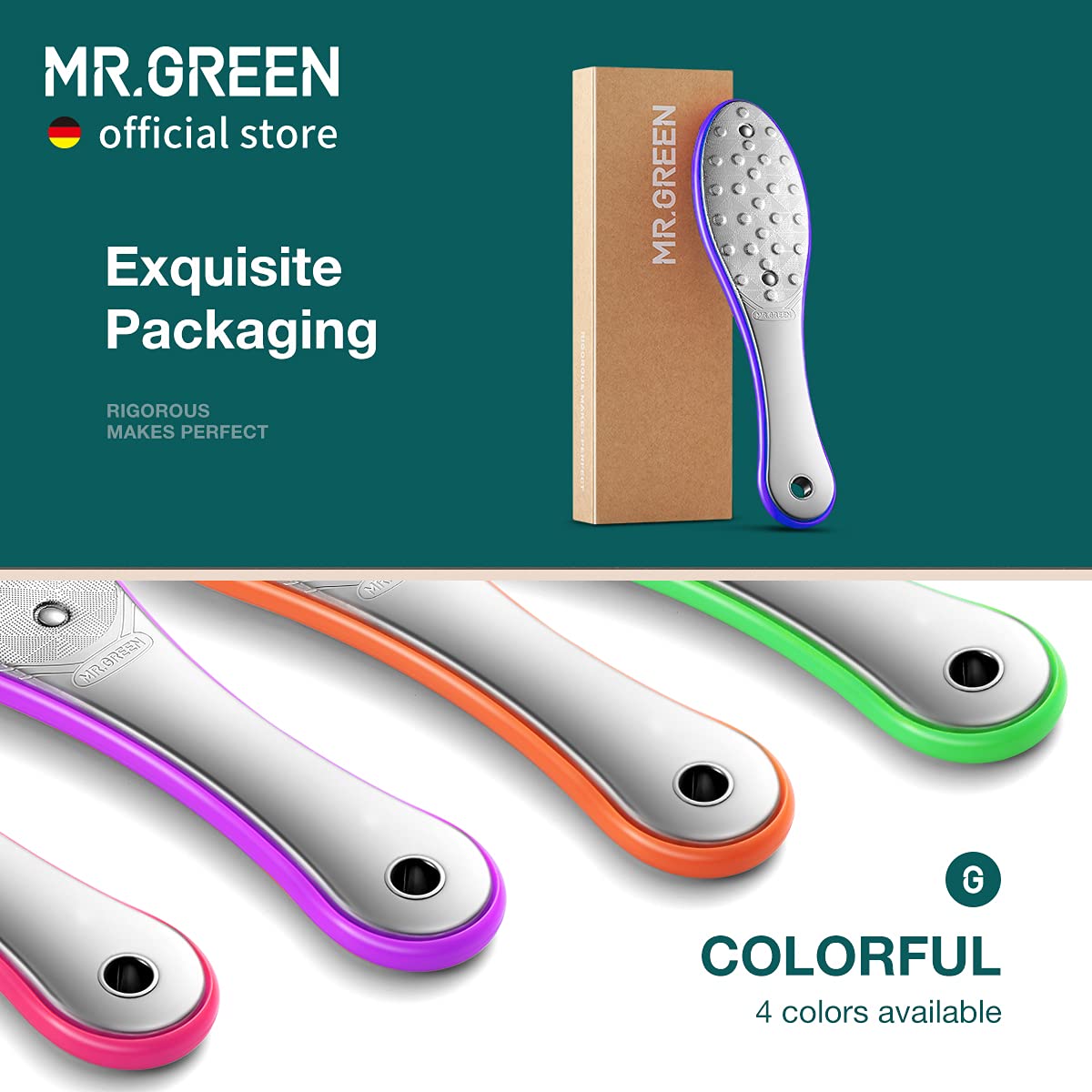 MR.GREEN Foot File Double Sided Pedicure Foot Care Tools Professional Callus Remover Foot Rasp Stainless Steel Foot Scrubber for Feet (Purple)