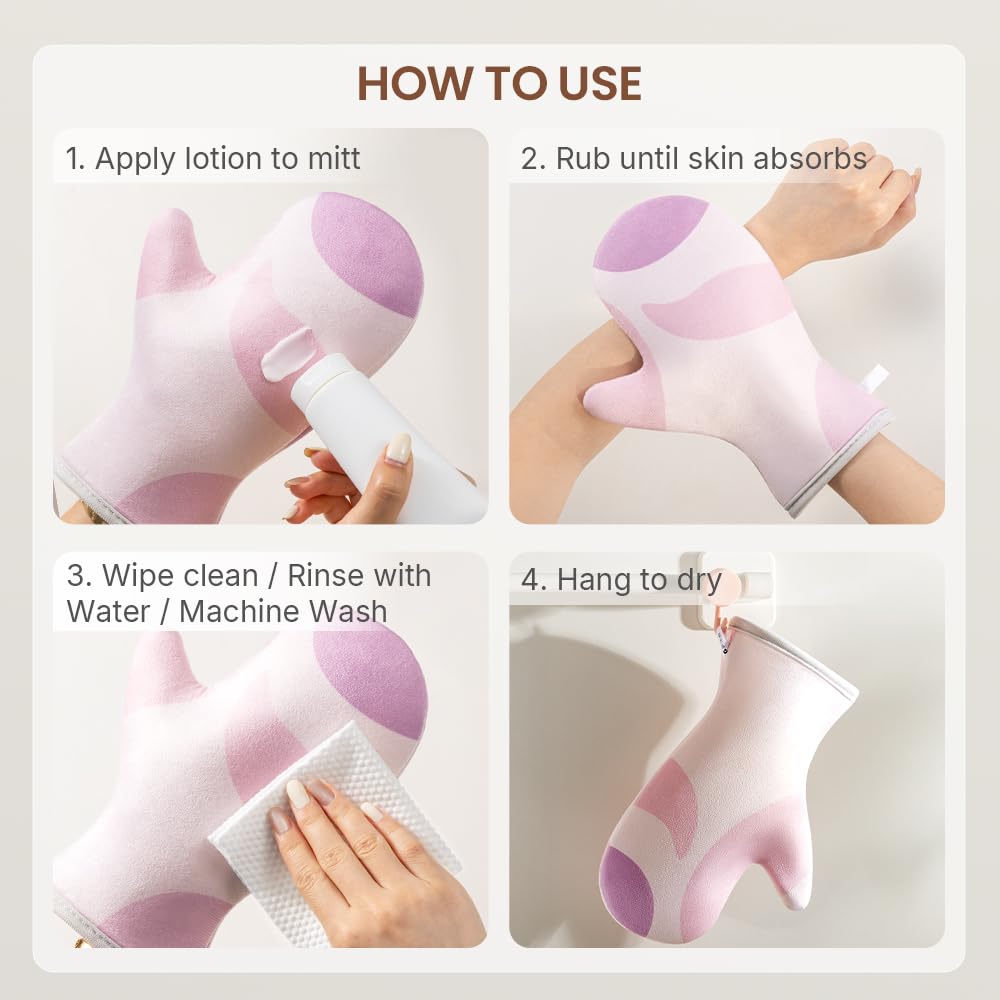 Cryslora Lotion Applicator & Self Tanning Mitt - Short-Pile, Reusable, Durable, No Absorption, Anti-Sliding Glove for Even, Waste-Free Application of Lotions, Oils & Creams