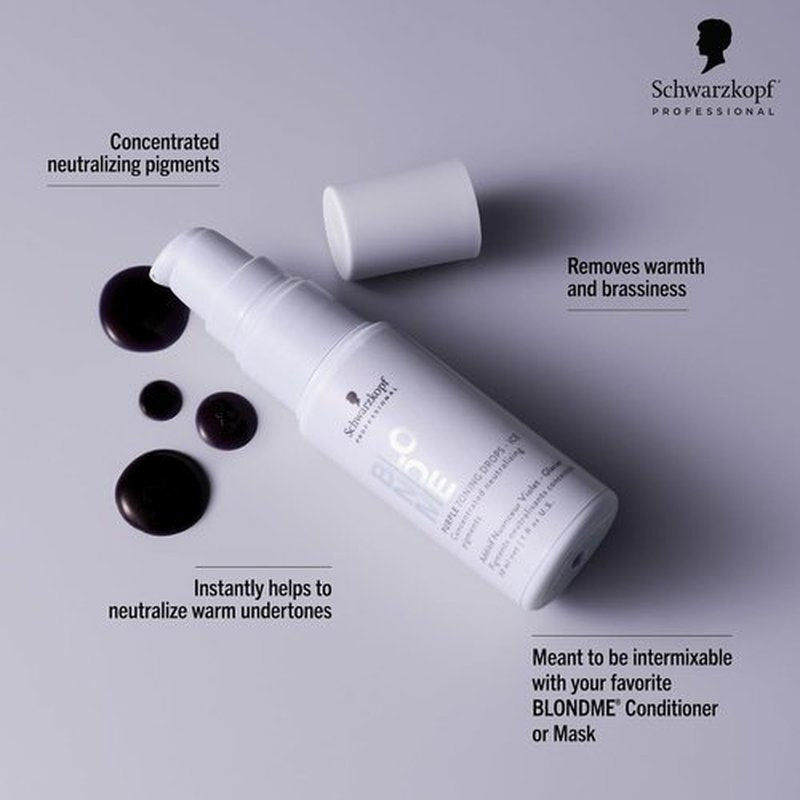 BLONDME Blonde Wonders Leave-In Toning Drops - Eliminate Brassy Yellow Tones | Ice, 1.0 Fl Oz | Color Depositing Treatment for Cool Blonde or Gray Hair