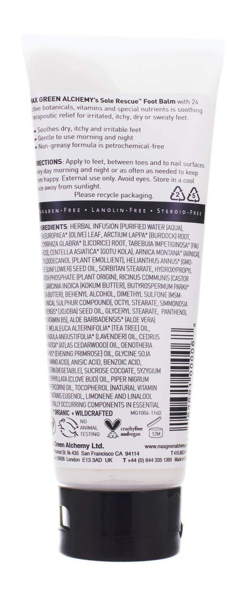 MGA Vegan Foot Balm - Sole Rescue Organic Formula Soothes & Moisturizes Dry, Itchy & Sore Feet | Foot Cream with Essential Oils for Dry & Cracked Feet | Non Greasy | 2 Oz