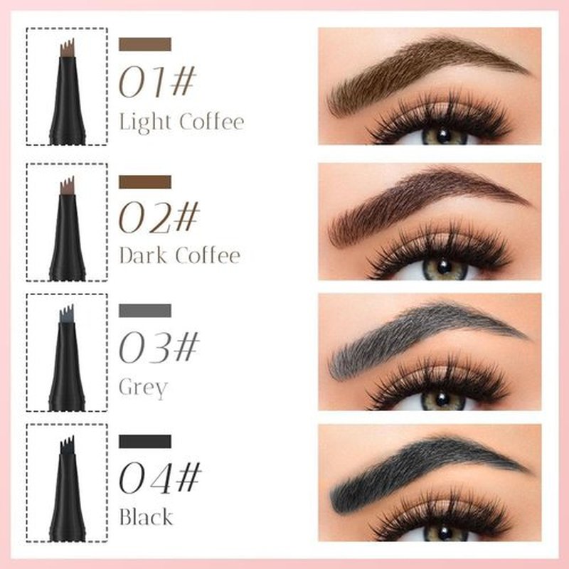 Skiennix Waterproof Eyebrow Pen - 2025 Microblading Pencil with Fine 4-Fork Tip | Dark Brown, Long-Lasting Natural Finish