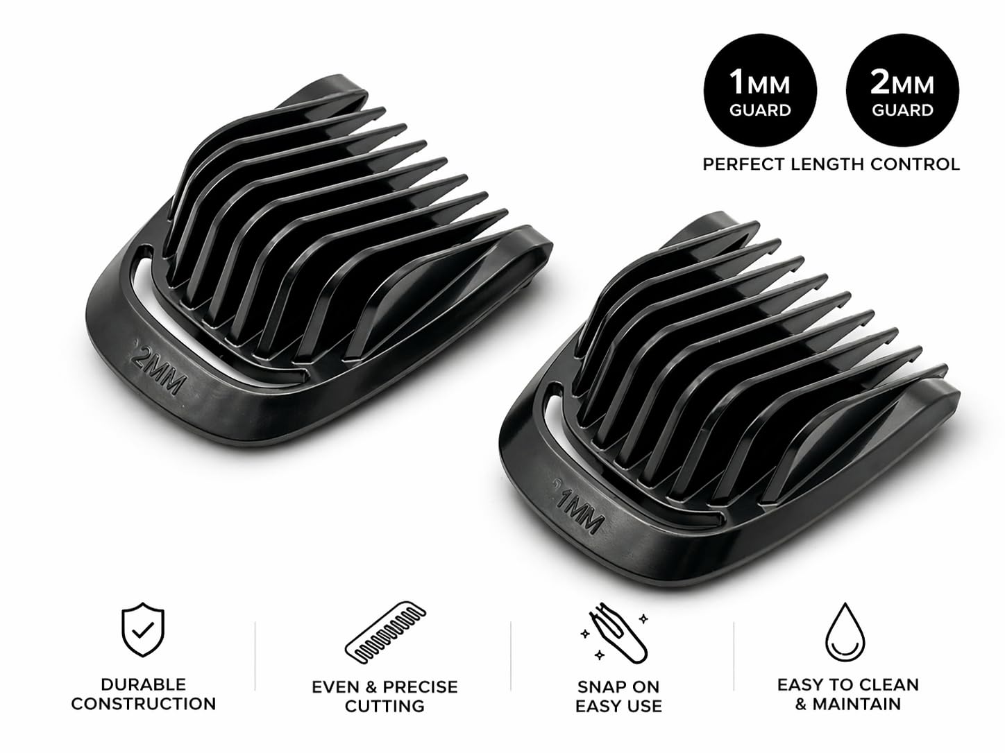 Trimmer 1mm and 2mm Replacement Stubble Comb Guard Set for Philips Norelco