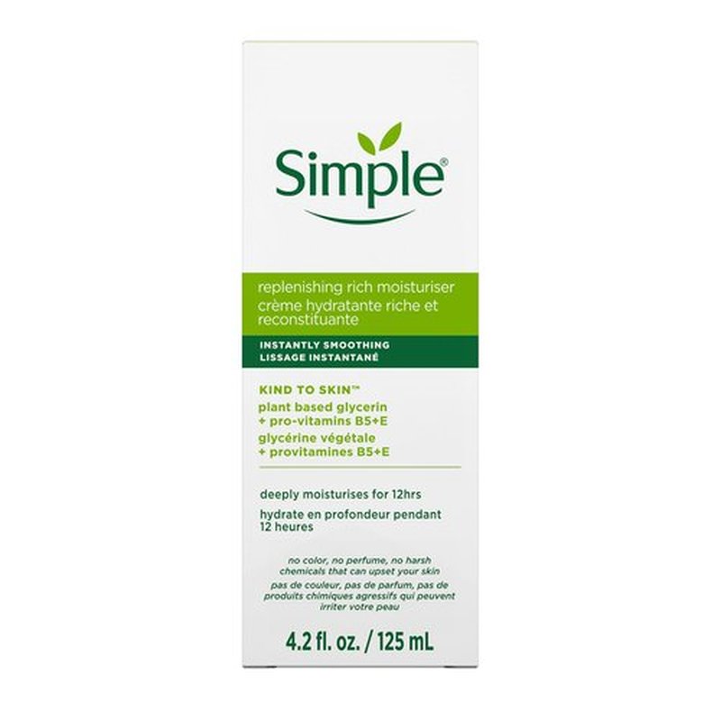 Simple Kind To Skin Replenishing Rich Moisturizer - Face Cream Nourishes and Hydrates - Face Moisturizer with Niacinamide, Vitamins B5 and E - 2 pc
