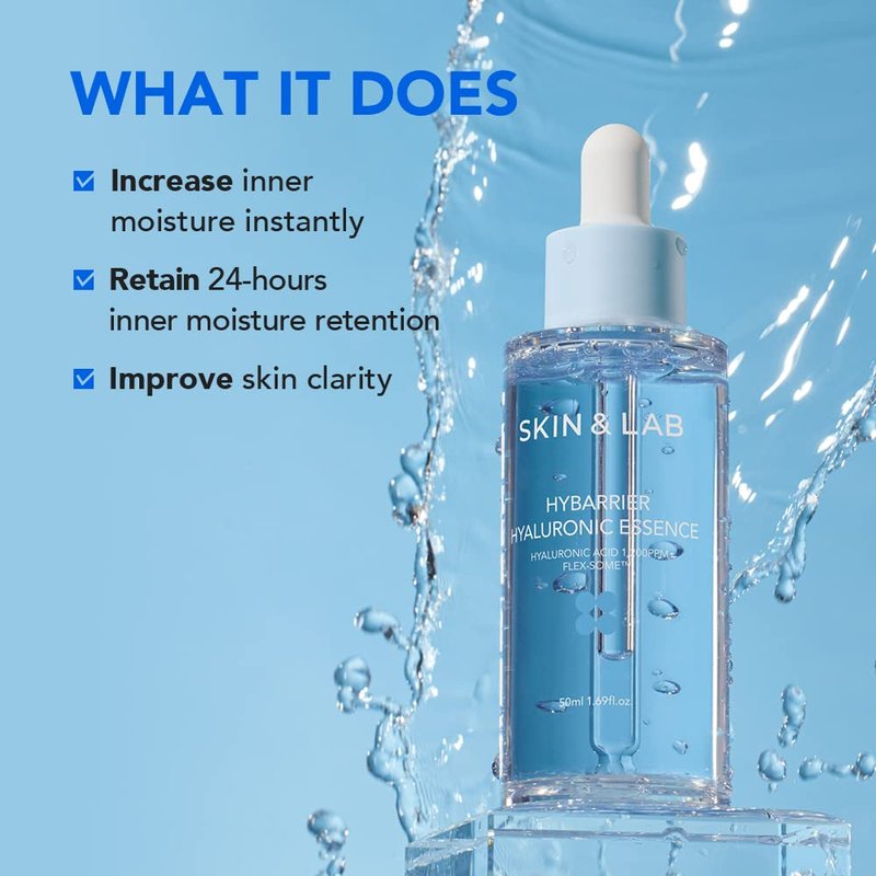 [SKIN&LAB] Hybarrier Hyaluronic Essence | Contains Hyaluronic Acid | Daily Facial Essence | For All Skin Types | 1.69 fl.oz.