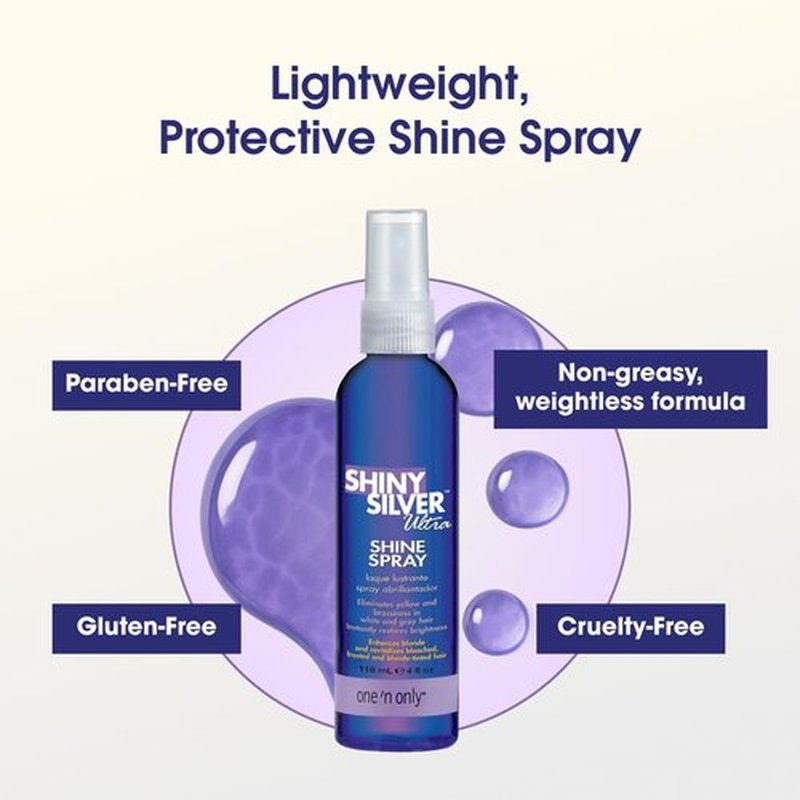 One 'n Only Shiny Silver Ultra Shine Spray - Brightening Gloss for Blonde Hair with UV Protection (4 oz)