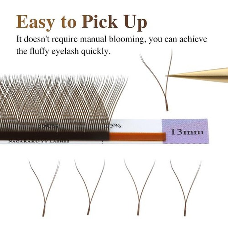 NAGARAKU yy Eyelash Extensions Dark Brown Color y lash Premade 4D Easy Fan Russian Volume Cluster 12 Rows Pre Fanned Wispies Crisscross Eye Lashes for Beauty Salon -0.07mm D Curl 8-15mm Mix Tray