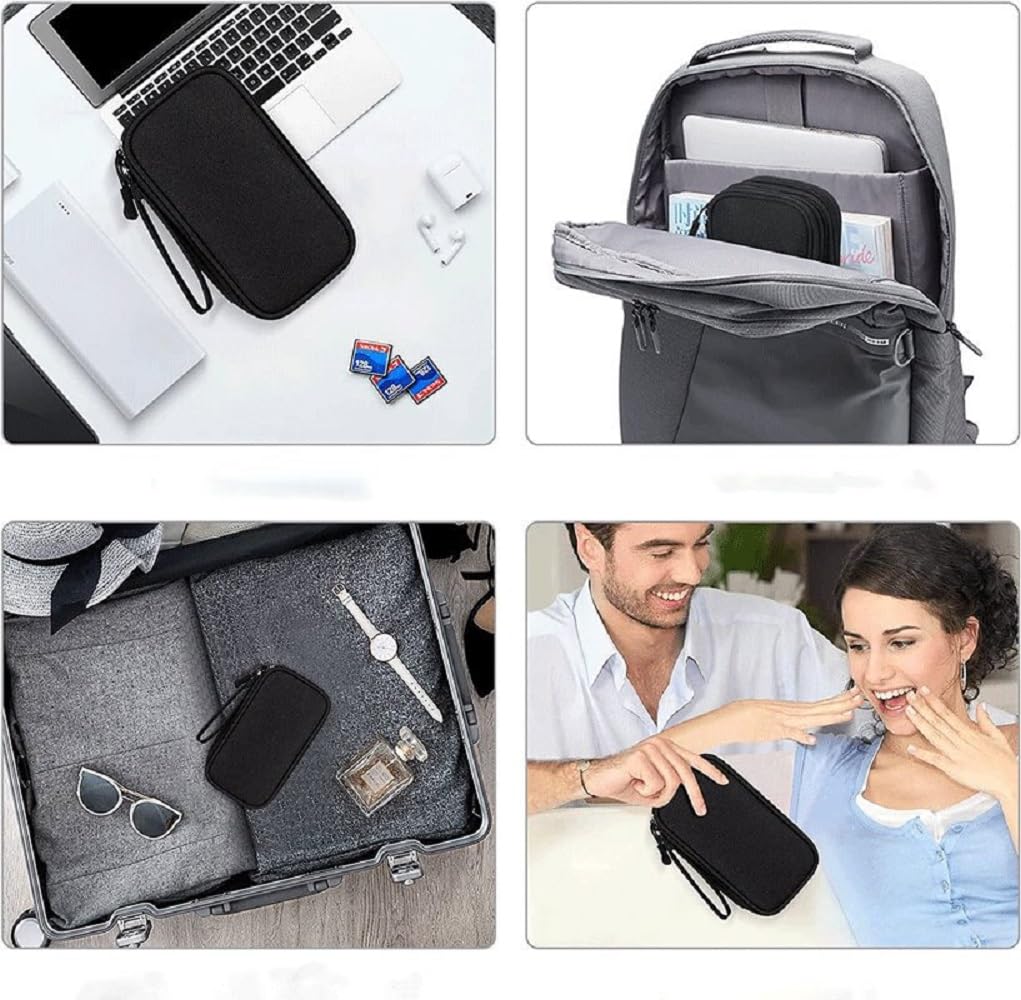 Yiasangly Electronic Organizer Bag, Waterproof Portable Travel Cable Storage Bag, Multifunctional Cord Storage Case for USB Drive, Dard Drive, Power Bank, Charger, Mouse, USB Cable, Headphones - Black
