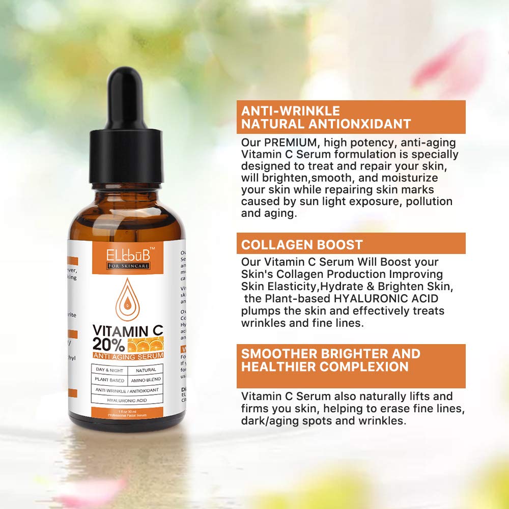 Premium 20% Vitamin C Serum For Face - (3PACK) with Hyaluronic Acid, Retinol & Amino Acids - Boost Skin Collagen,Hydrate & Plump Skin, Anti Aging & Wrinkle Facial Serum