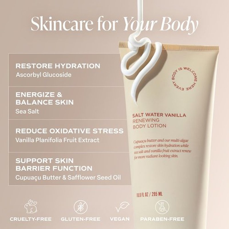 Saltair Body Lotion - Hydrating Moisturizer for Dry Skin | Salt Water Vanilla Scent | 2x 10oz Tubes