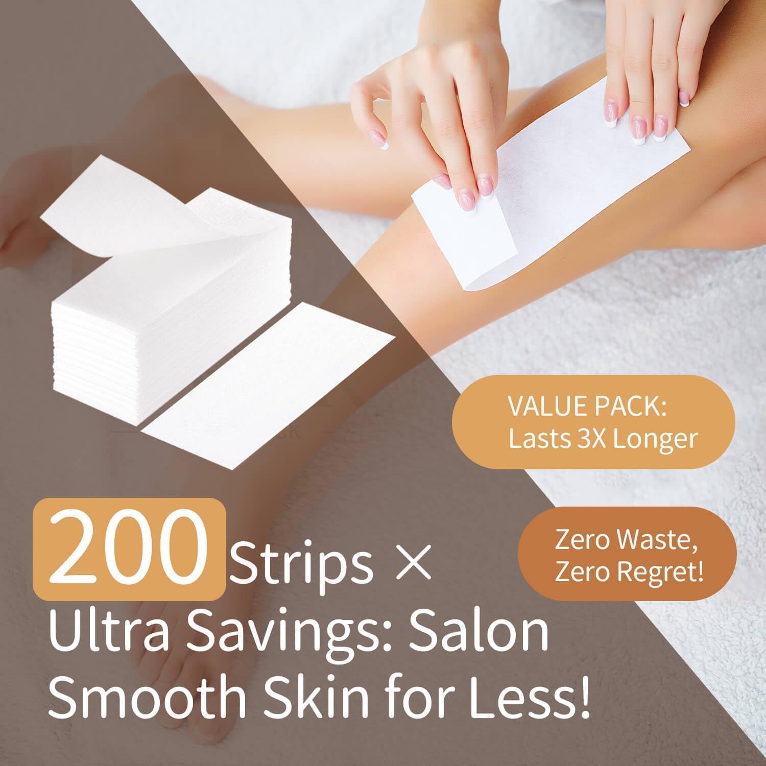 iSalonSupplies 200 Pcs Professional Non Woven Wax Strips for Hair Removal - Works with Wax Beads, Soft Wax & Roll On Wax - Tear-Resistant, Skin-Friendly & Reusable Strips for Legs, Face, Back, Arms