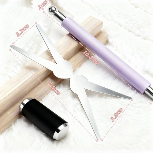 2 in 1 French Cat Eye Magnet Set, Double Head Scissor Magnet Tool for Cat Eye Gel Polish, Wand with Round Nail Magnet Beads, Manicure Art DIY for Home & Salon Use, Beginner Friendly