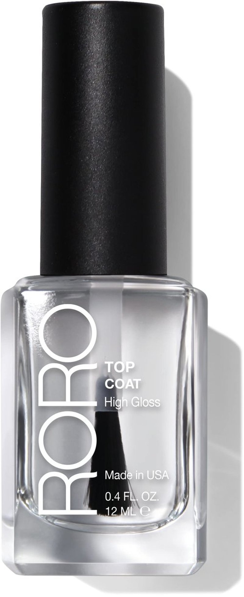 roro Top Coat Nail Polish for Women, Long Lasting High Gloss Shine Chip-Resistant Formula, 21+ Free Vegan Cruelty-Free, Clear .40fl oz