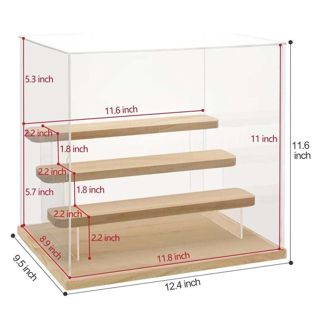 Nynelly Clear Acrylic Display Case for Collectibles, 4 Tier Display Box with Door, Assemble Countertop Showcase Storage Organizer for Minifigures Funko Pop, Miniature,12.4" L x 9.5" W x 11.6" H