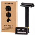 Parker Variant Adjustable Safety Razor Anniversary Edition Black & Gold, Solid Brass Double Edge Razor With 5 Settings, Two Piece Design, Heavyweight Handle For Precision Shaving
