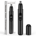 Smity Nose Hair Trimmer, Rechargeable Cordless Painless Ear Eyebrow Trimming Tool Dual Edge Blades Razor Easy Cleansing with LED Light for Man Woman (Black)