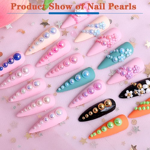 Aodse 6000 Pcs Nail Pearls for Nails Art, Silver Half Pearl for Crafts, Face Eyes Makeup, Charms DIY Crafting Charms Decorations Accessories