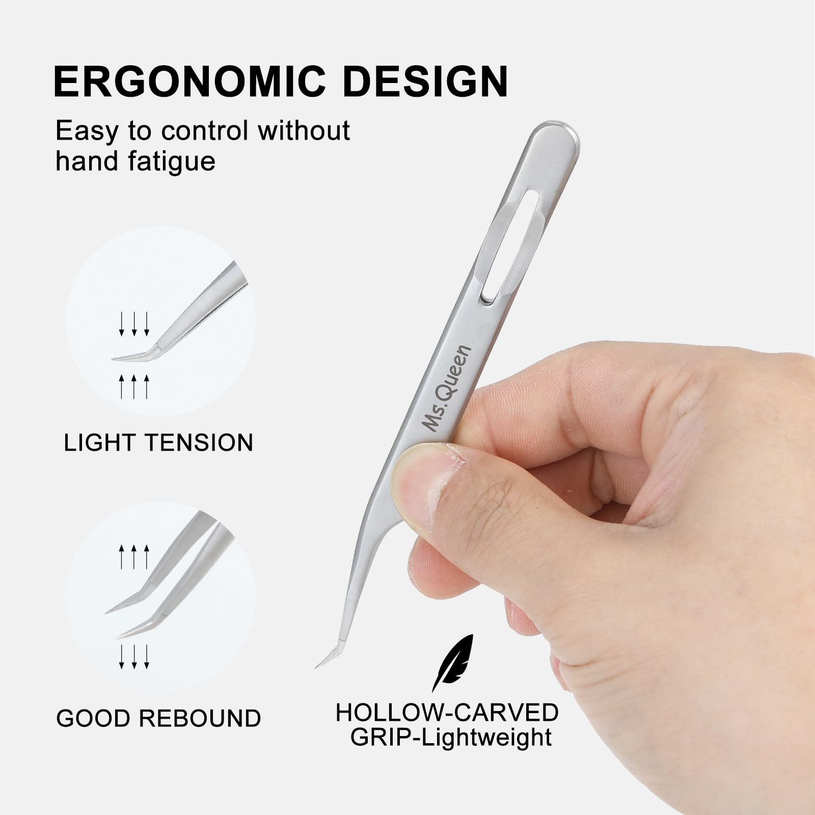 Ms.Queen Eyelash Tweezers for Lash Extensions,Precision Lash Extension Tools for Isolation,Classic and Volume Lash Extension Applying