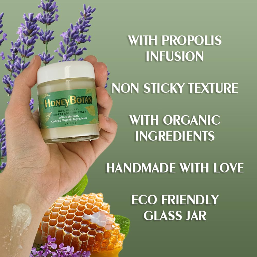 Beesaluxe HoneyBotan - 100% Natural Unpetroleum Skin Balm with Organic Ingredients - Petroleum Jelly Alternative for Lips, Hands, Baby Care, Makeup Remover, and More (2 Ounce)