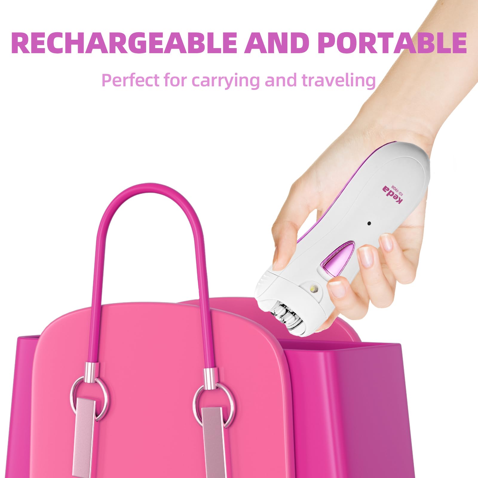 Epilator for Women, Smooth Glide Epilator for Face, Rechargeable Facial Epilator Hair Removal Face Trimmer Device with LED Light for Facial Armpit Bikini and Leg