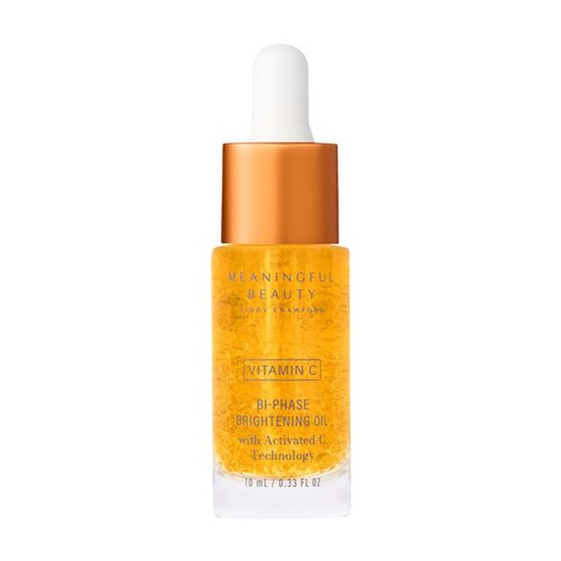 Meaningful Beauty Vitamin C Bi-Phase Brightening Oil, Lightweight Facial Oil for Radiance and Hydration, Vitamin C Serum with Antioxidants, Anti Aging Skin Care for Women, 0.33 Fl Oz
